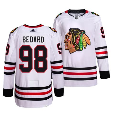 Connor Bedard Blackhawks #98 2023 NHL Draft White Authentic Away Jersey ...