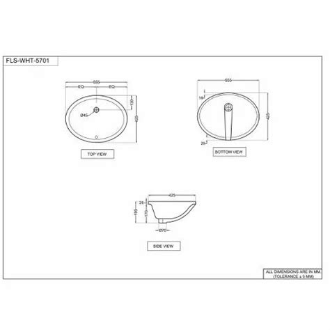 Jaquar Florentine Ceramic White Under Counter Wash Basin,555 x 425 x 195 mm at ₹ 3090/piece in ...