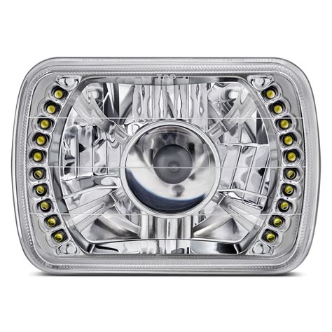 Lumen® 7x6 Rectangular Chrome Projector Led Headlights