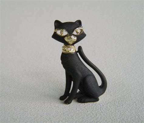 Vintage Black Cat Rhinestone Figural Brooch Ajc By Uncommonvintage 17