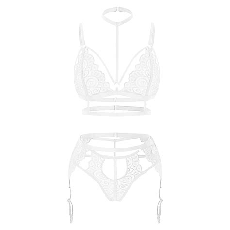 Aayomet Lingerie For Women Naughty Play Choker Floral Lace Underwire Push Up Garter Belt