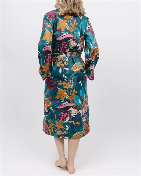 Maple Leaf Print Long Dressing Gown TKD Lingerie