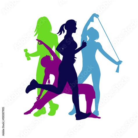 Fitness Emblem Woman Silhouette Vector Illustration Imagens E Vetores De Stock Royalty Free