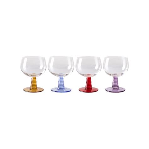 Swirl Wine Glass Low Wijnglas Mixed Colours Set Of Gouts Et