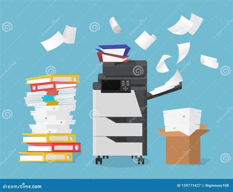 Cartoon Color Multifunction Scanner Printer Concept Vector Stock