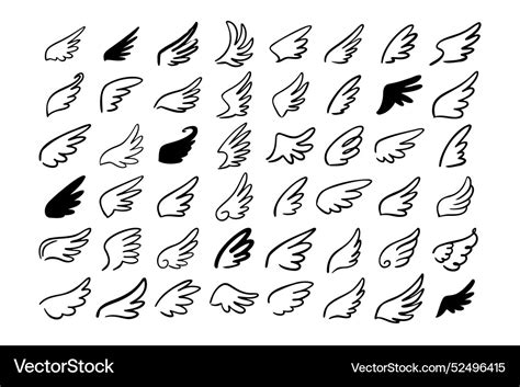 Doodle Outline Sketch Angel Wings Feather Vector Image