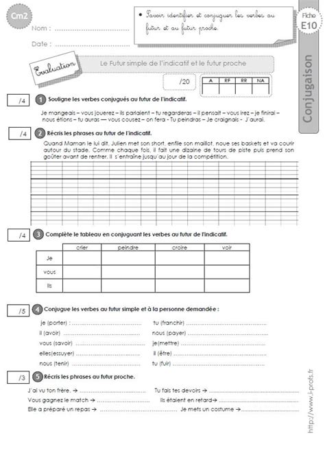 CM2 EVALUATION CONJUGAISON corrigés Futur simple et futur proche