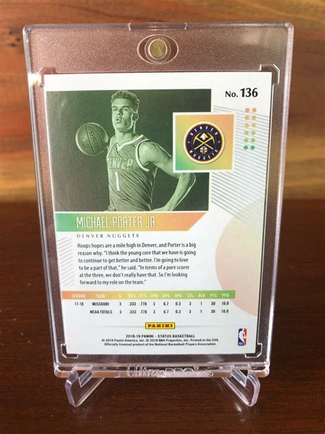 Michael Porter Jr Panini Status Lime Green Rc Denver Nuggets