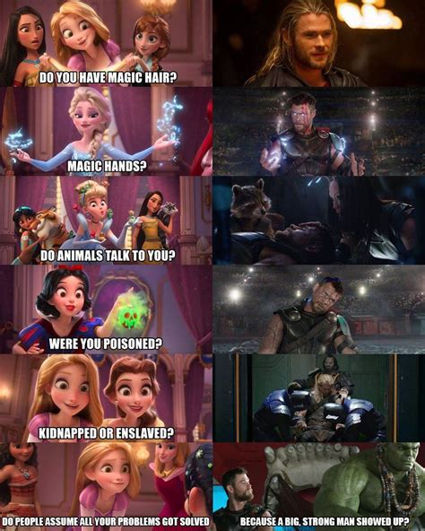 Wreck it Ralph 2 princess scene Thor meme | Disney princess funny ...