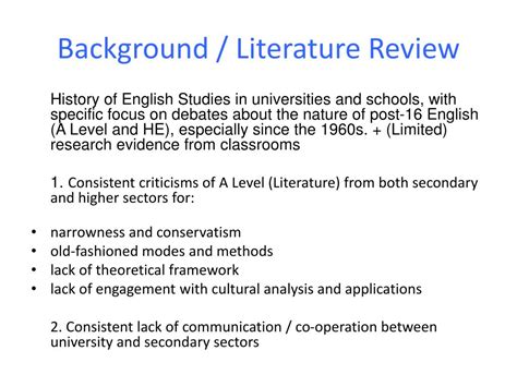 literature review and background