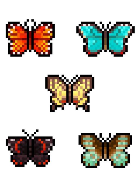 Mini Pixel Butterflies Set Of 5 By Pixelatedcowboy Pixel Art