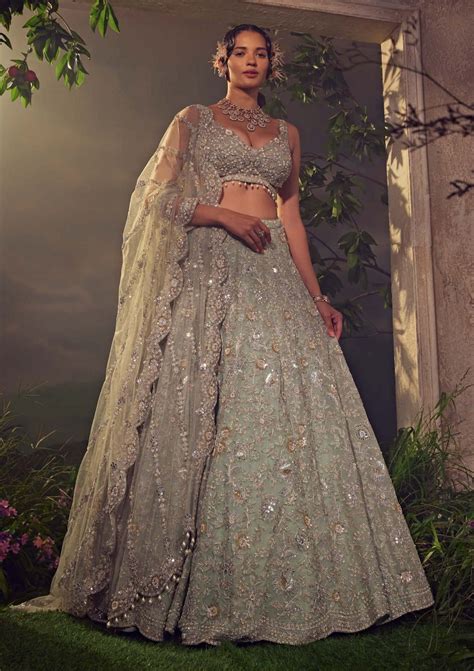 Jade Green Organza Lehenga Set Organza Lehenga Lehenga Indian