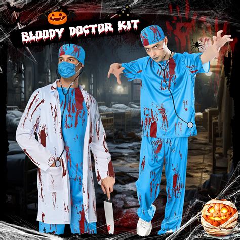 BNLIK Costume Doctor Zombie Men: 7 Piece Set Costume Doctor Men Adult