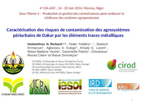 Ppt Caract Risation Des Risques De Contamination Des Agrosyst Mes