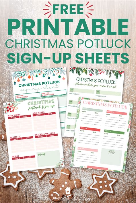 Free Printable Christmas Potluck Sign Up Sheets The American Patriette