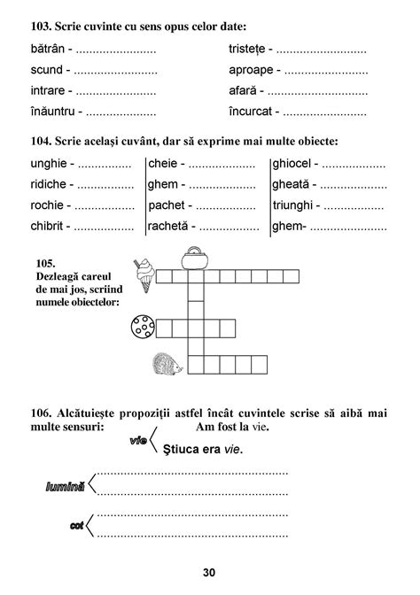 Cuvinte Cu Sens Opus Fisa De Lucru Clasa A Ii A