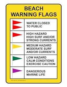 Amazon Beach Warning Flags Sign With Symbol NHE 17434 Water