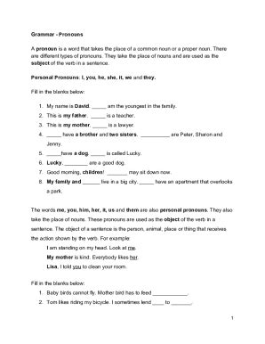 Fillable Online What Is A Pronoun Types Of Pronouns Examples Fax