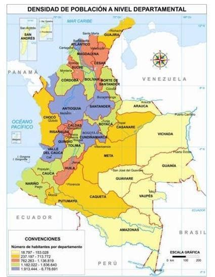 Mapa Sinoptico Sobre La Distribucion De La Poblacion De Colombia