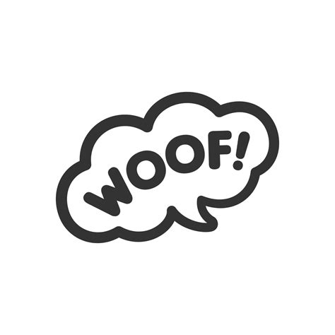 Woof Text In A Speech Bubble Balloon Cartoon Comics Dog Bark Sound