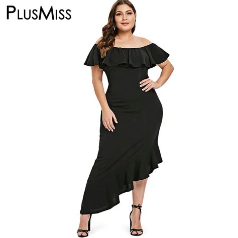 Plusmiss Plus Size Xxl Off Shoulder Ruffle Bodycon Mermaid Maxi Dress