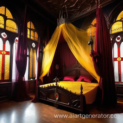 Medieval 80s Bedroom of the King of Darkness with Eastern and Gothic ...