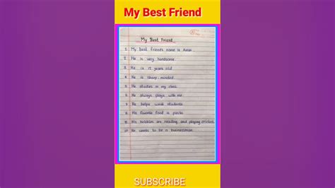 Essay On My Best Friend 10 Lines On My Best Friend My Best Friend Essay