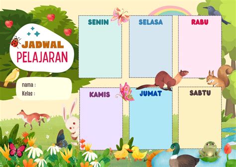 Halaman Gratis Desain Contoh Jadwal Pelajaran Canva The Best