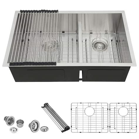 Lordear In Undermount Double Bowl Gauge Low Divide Stainless