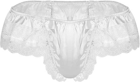 Freebily Crossdresser Intimo Uomo Slip Sexy Sissy Lingerie In Pizzo Floreale Con Fiocco Mini