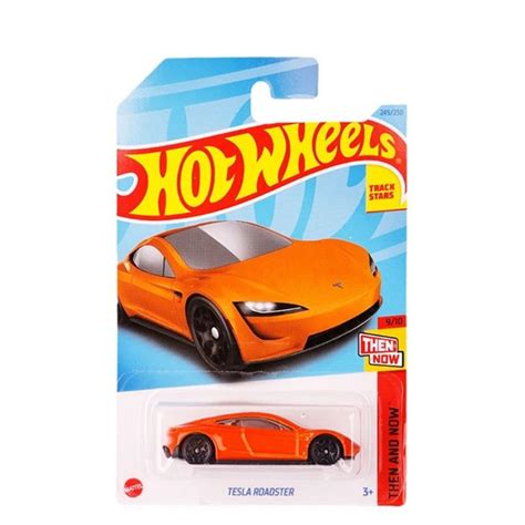 HKJ Машинка металлическая игрушка Hot Wheels коллекционная модель Tesla Roadster оранжевый