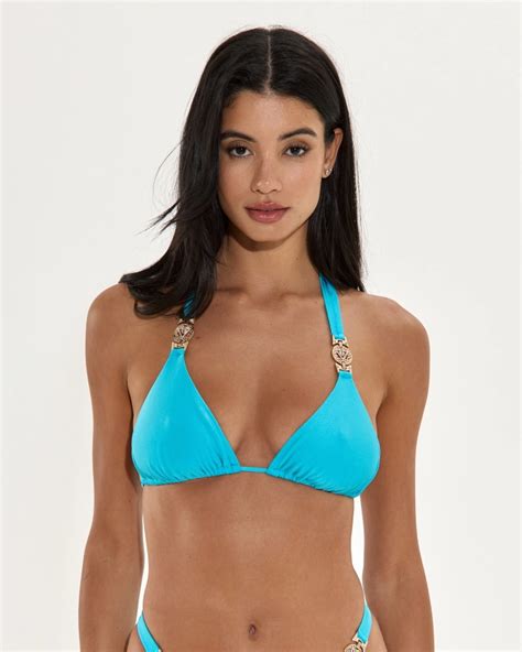 Blue Triangle Bikini Top With Removable Pads XL Vivien Vance
