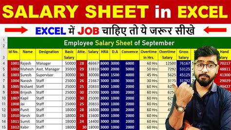 Salary Sheet In Excel D A Hra Pf Esi Gross Salary Ms Excel