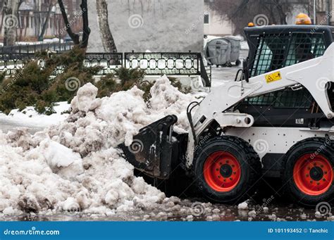 Snow Cleaning Machine on the Streets of the City Stock Photo - Image of ...