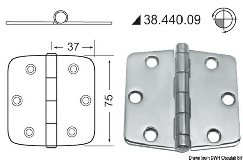 Cerniera Inox 74x75 Mm Osculati 38 440 09