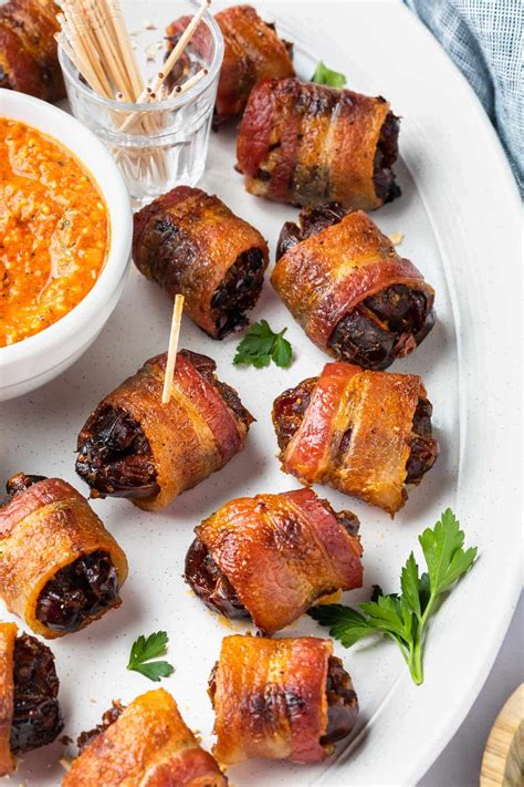 Bacon Wrapped Chorizo Stuffed Dates Simply Whisked