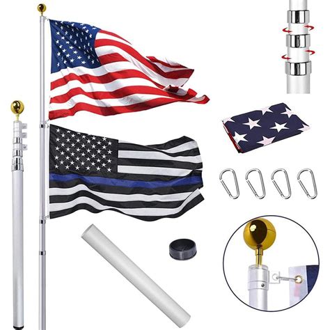 Cisvio 25 ft. Aluminum Flagpole for Outside House in Ground ...