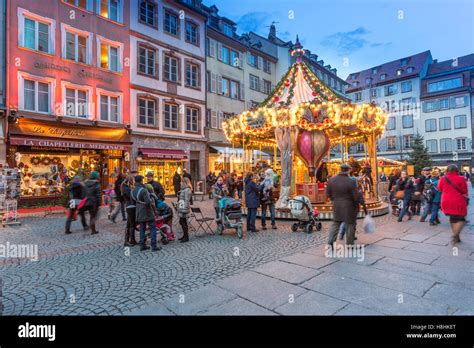 carousel  dusk   center  strasbourg wine route alsace france