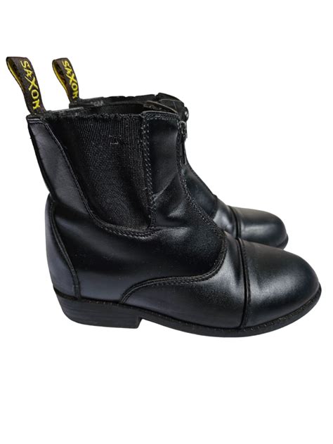 Saxon Equileather Zip Paddock Boots In Black Childrens 2 Forest