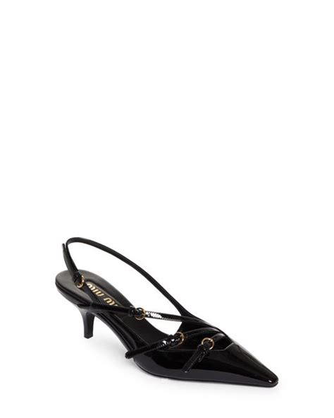 Miu Miu Kitten Heel Slingback Pump In Black Lyst