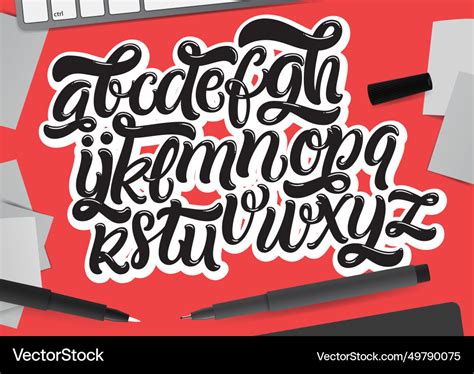 Handwritten script alphabet Royalty Free Vector Image