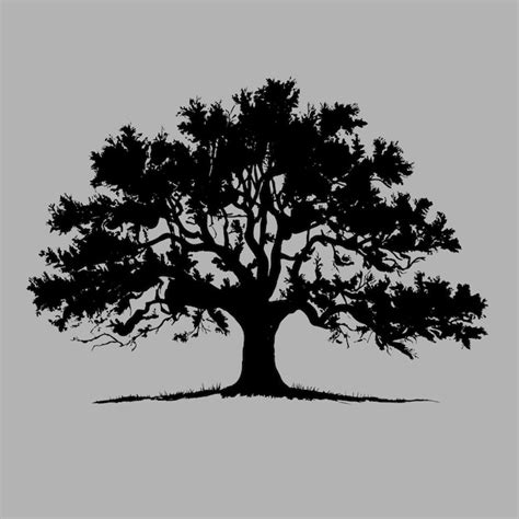 Hand Drawn Oak Tree Silhouette Vector Premium Ai Generated Vector