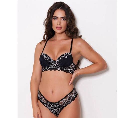 Conjunto Lingerie Rendado Bicolor Calcinha Fio Moda Íntima Love