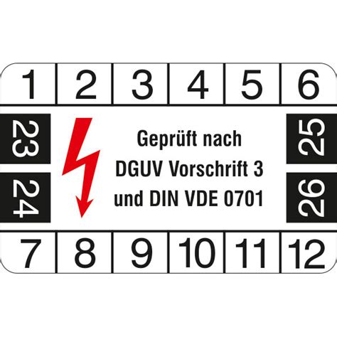 Prüfplakette Geprüft nach DGUV Vorschrift 3 und DIN VDE 0701 direkt