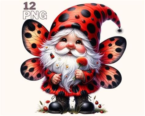 Ladybug Gnome Illustrations Bundle Ladybugs Gnome Pngs Ladybug Gnome