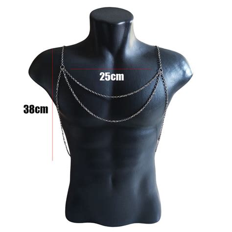 Colar Body Chain Harness Corrente De Corpo Masculino Em Aço