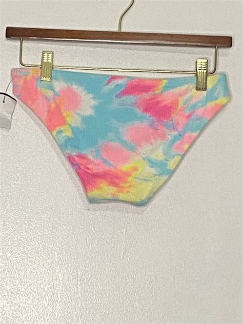 NWT Tie Dye Junior S Ribbed Hipster Bikini Bottom Swim Swimwear