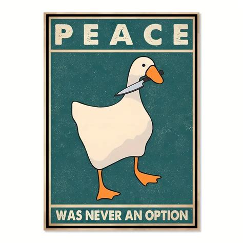 Goose Peace Never An Option Poster Funny Goose Retro Prints - Temu