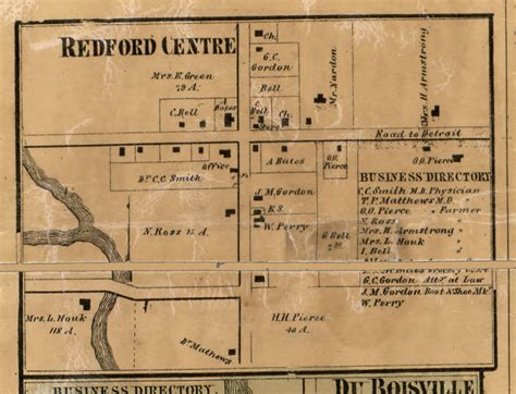 Redford Center Village, Redford, Michigan 1860 Old Town Map Custom Print - Wayne Co. - OLD MAPS