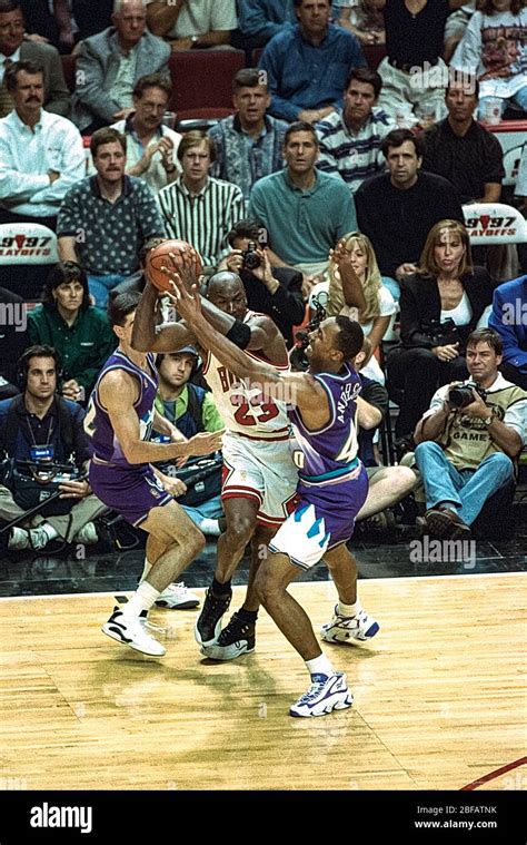 Michael Jordan And The Chicago Bulls Defeat The Utah Jazz Winning The